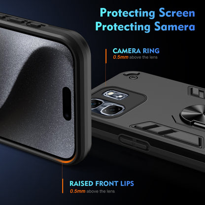 Shockproof Infinix Hot 50i Phone Case with 360° Rotatable Metal Ring Holder, Magnetic Car Mount Stand, Ultra-Thin PC & Silicone Protection Cover