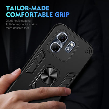 Shockproof Infinix Hot 50i Phone Case with 360° Rotatable Metal Ring Holder, Magnetic Car Mount Stand, Ultra-Thin PC & Silicone Protection Cover