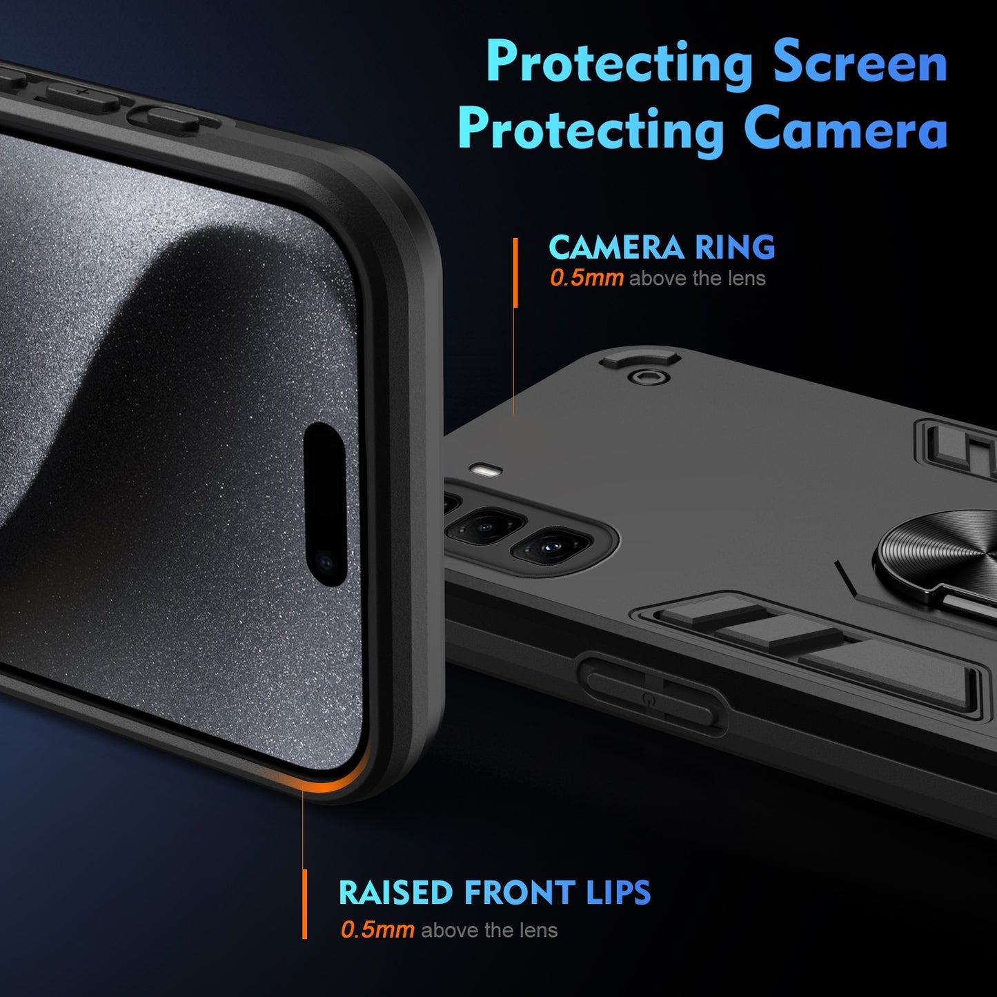 Shockproof Infinix Hot 50 Pro+ 4G Phone Case with 360° Rotatable Metal Ring Holder, Magnetic Car Mount Stand, Ultra-Thin PC & Silicone Protection Cover