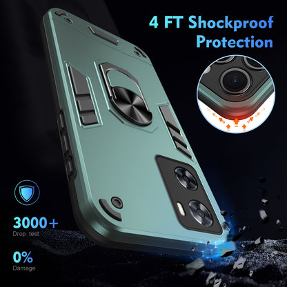 Shockproof OPPO A57 4G Phone Case with 360° Rotatable Metal Ring Holder, Magnetic Car Mount Stand, Ultra-Thin PC & Silicone Protection Cover