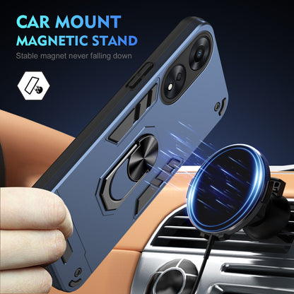 Shockproof OPPO A78 5G Phone Case with 360° Rotatable Metal Ring Holder, Magnetic Car Mount Stand, Ultra-Thin PC & Silicone Protection Cover