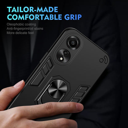 Shockproof OPPO A78 4G Phone Case with 360° Rotatable Metal Ring Holder, Magnetic Car Mount Stand, Ultra-Thin PC & Silicone Protection Cover
