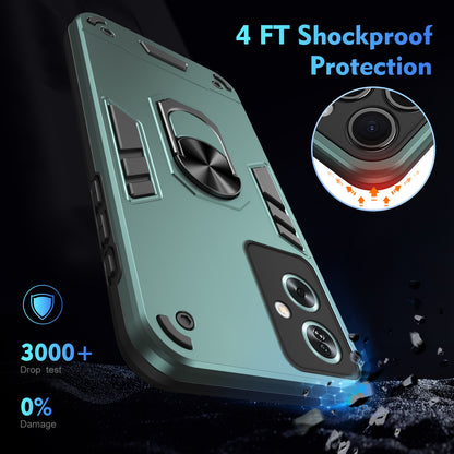 Shockproof OPPO A79 5G Phone Case with 360° Rotatable Metal Ring Holder, Magnetic Car Mount Stand, Ultra-Thin PC & Silicone Protection Cover