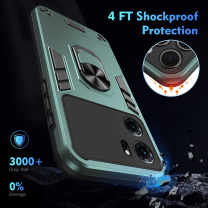 Shockproof OPPO K10 Phone Case with 360° Rotatable Metal Ring Holder, Magnetic Car Mount Stand, Ultra-Thin PC & Silicone Protection Cover