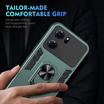 Shockproof OPPO K10 Phone Case with 360° Rotatable Metal Ring Holder, Magnetic Car Mount Stand, Ultra-Thin PC & Silicone Protection Cover