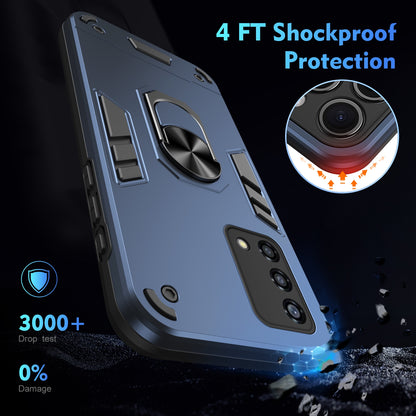 Shockproof OPPO Reno6 Lite Phone Case with 360° Rotatable Metal Ring Holder, Magnetic Car Mount Stand, Ultra-Thin PC & Silicone Protection Cover