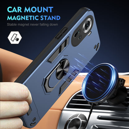 Shockproof OPPO Reno11 Global Phone Case with 360° Rotatable Metal Ring Holder, Magnetic Car Mount Stand, Ultra-Thin PC & Silicone Protection Cover