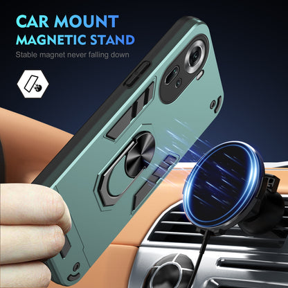 Shockproof OPPO Reno11 Global Phone Case with 360° Rotatable Metal Ring Holder, Magnetic Car Mount Stand, Ultra-Thin PC & Silicone Protection Cover