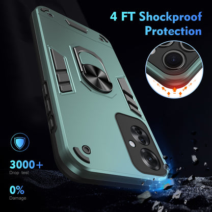 Shockproof OPPO Reno11 F Phone Case with 360° Rotatable Metal Ring Holder, Magnetic Car Mount Stand, Ultra-Thin PC & Silicone Protection Cover