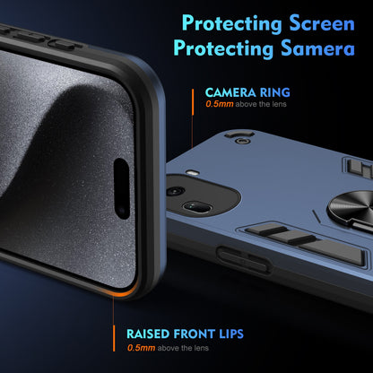 Shockproof OPPO Reno11 Pro Global Phone Case with 360° Rotatable Metal Ring Holder, Magnetic Car Mount Stand, Ultra-Thin PC & Silicone Protection Cover