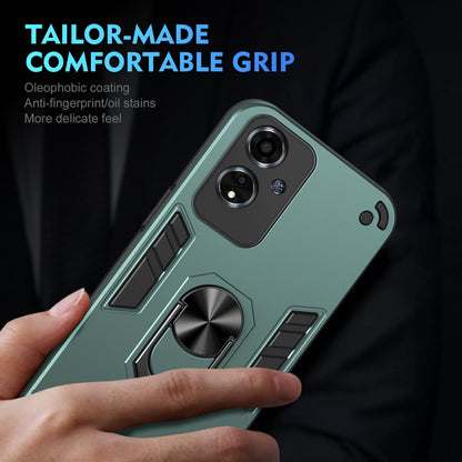 Shockproof OPPO A59 5G Phone Case with 360° Rotatable Metal Ring Holder, Magnetic Car Mount Stand, Ultra-Thin PC & Silicone Protection Cover