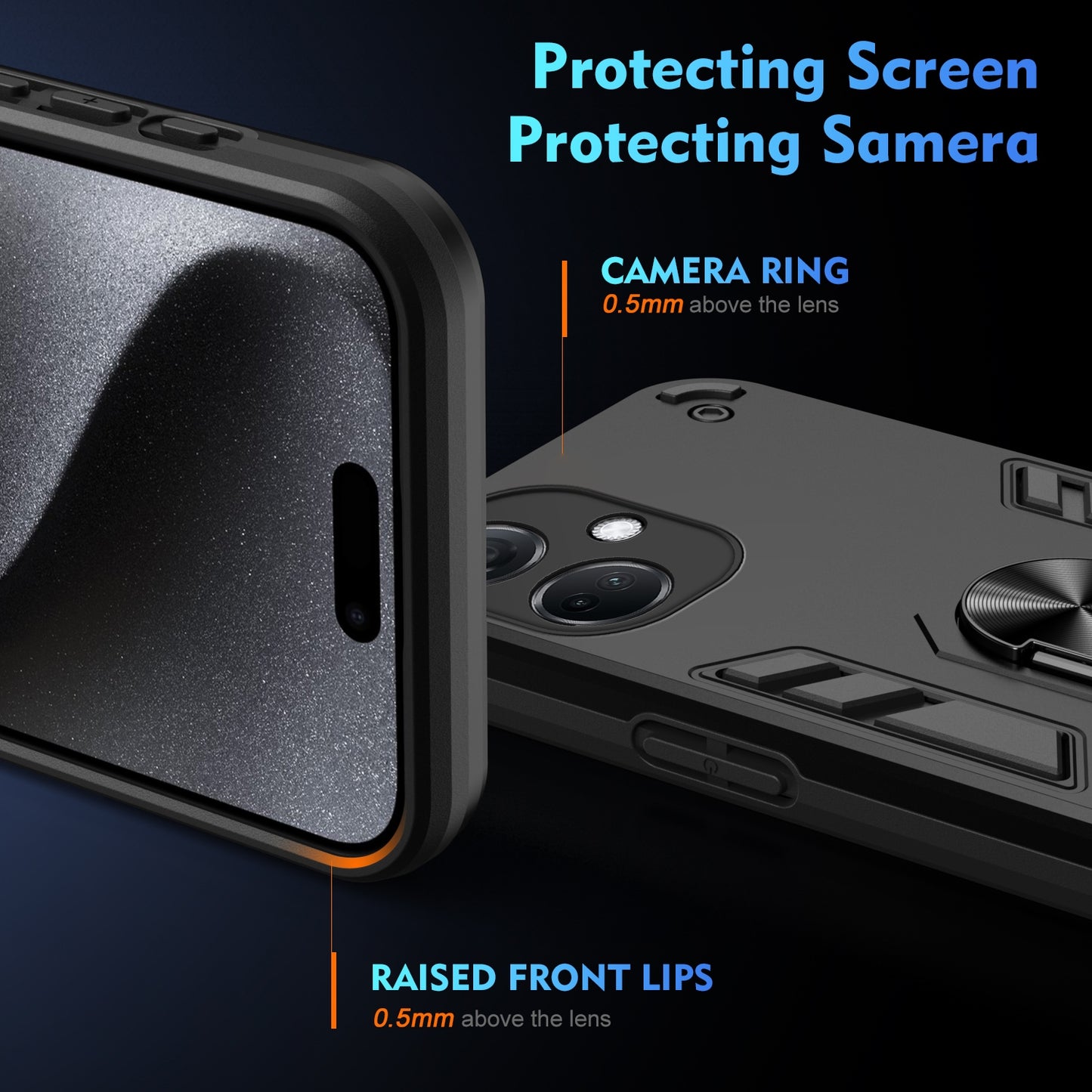 Shockproof OPPO K11 Phone Case with 360° Rotatable Metal Ring Holder, Magnetic Car Mount Stand, Ultra-Thin PC & Silicone Protection Cover