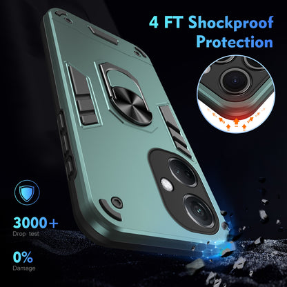 Shockproof OPPO K11 Phone Case with 360° Rotatable Metal Ring Holder, Magnetic Car Mount Stand, Ultra-Thin PC & Silicone Protection Cover
