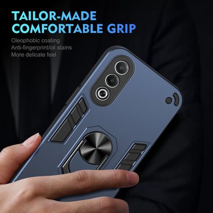 Shockproof OPPO K12x Phone Case with 360° Rotatable Metal Ring Holder, Magnetic Car Mount Stand, Ultra-Thin PC & Silicone Protection Cover