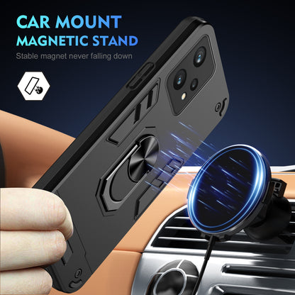 Shockproof Realme 9 Pro Phone Case with 360° Rotatable Metal Ring Holder, Magnetic Car Mount Stand, Ultra-Thin PC & Silicone Protection Cover