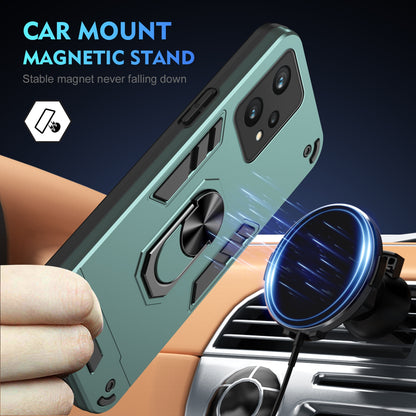 Shockproof Realme 9 Pro Phone Case with 360° Rotatable Metal Ring Holder, Magnetic Car Mount Stand, Ultra-Thin PC & Silicone Protection Cover