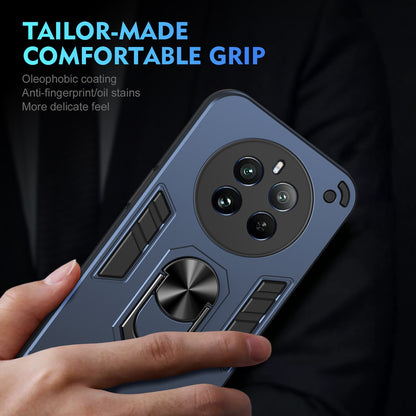 Shockproof Realme 12 Pro Phone Case with 360° Rotatable Metal Ring Holder, Magnetic Car Mount Stand, Ultra-Thin PC & Silicone Protection Cover