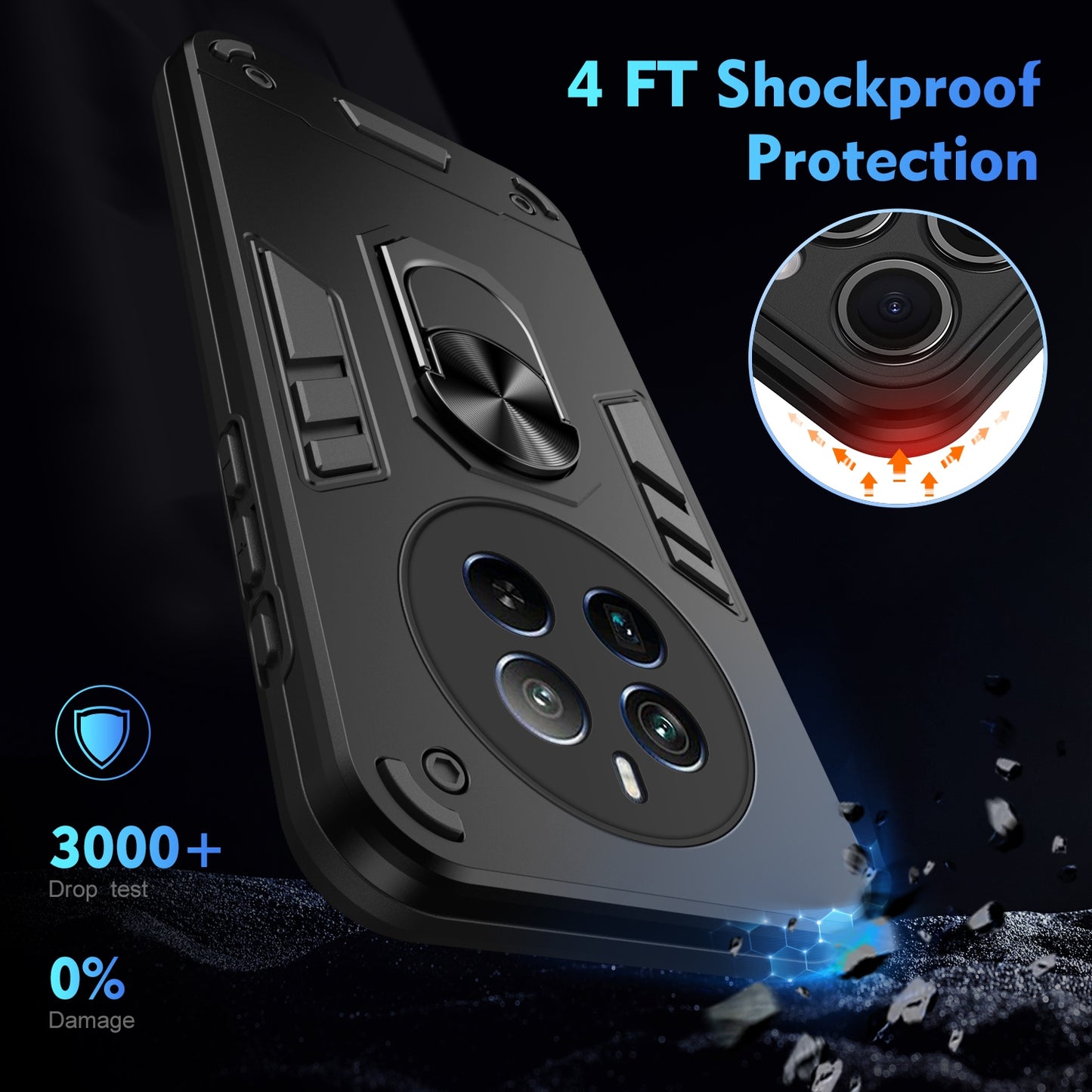 Shockproof Realme 12 Pro+ Phone Case with 360° Rotatable Metal Ring Holder, Magnetic Car Mount Stand, Ultra-Thin PC & Silicone Protection Cover