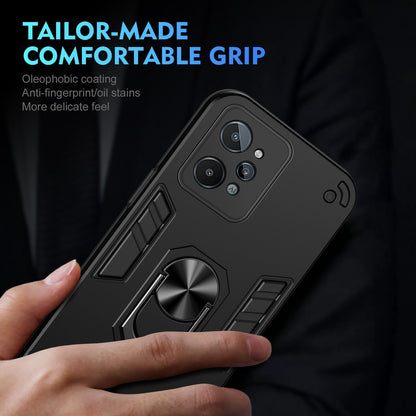 Shockproof Realme C31 Phone Case with 360° Rotatable Metal Ring Holder, Magnetic Car Mount Stand, Ultra-Thin PC & Silicone Protection Cover