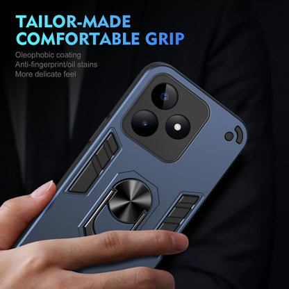 Shockproof Realme C53 Phone Case with 360° Rotatable Metal Ring Holder, Magnetic Car Mount Stand, Ultra-Thin PC & Silicone Protection Cover