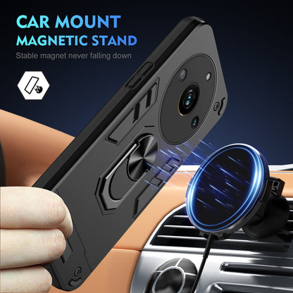 Shockproof Realme Nazro 60 Pro Phone Case with 360° Rotatable Metal Ring Holder, Magnetic Car Mount Stand, Ultra-Thin PC & Silicone Protection Cover