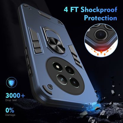 Shockproof Realme 12 5G Phone Case with 360° Rotatable Metal Ring Holder, Magnetic Car Mount Stand, Ultra-Thin PC & Silicone Protection Cover