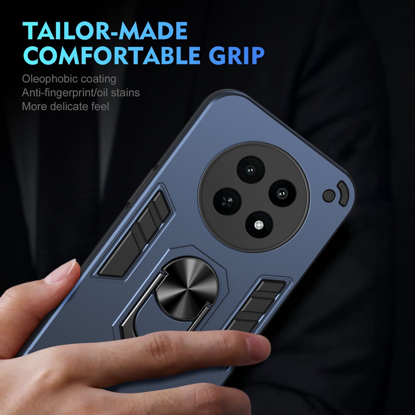 Shockproof Realme 12X Phone Case with 360° Rotatable Metal Ring Holder, Magnetic Car Mount Stand, Ultra-Thin PC & Silicone Protection Cover