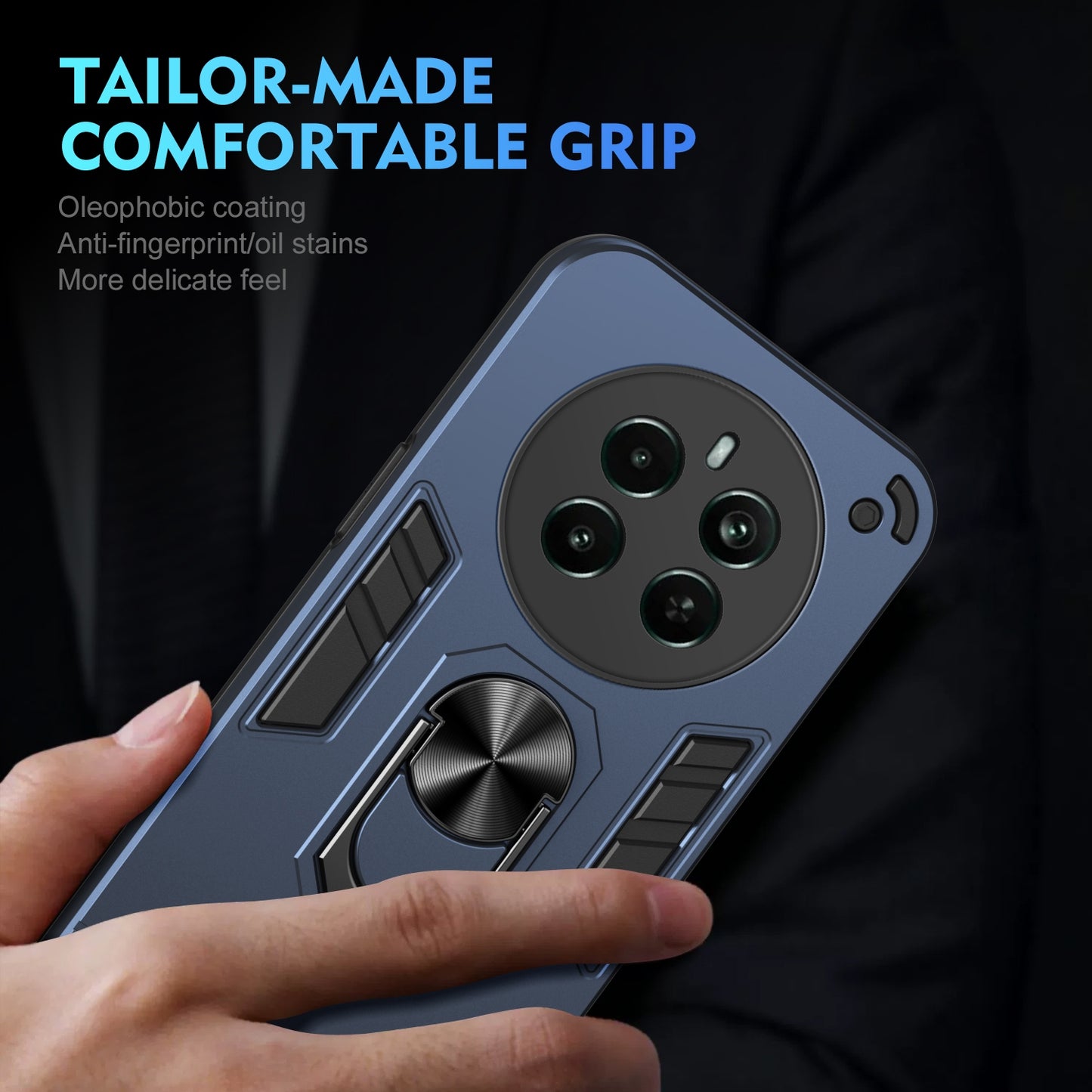 Shockproof Realme Narzo 70 Pro Phone Case with 360° Rotatable Metal Ring Holder, Magnetic Car Mount Stand, Ultra-Thin PC & Silicone Protection Cover