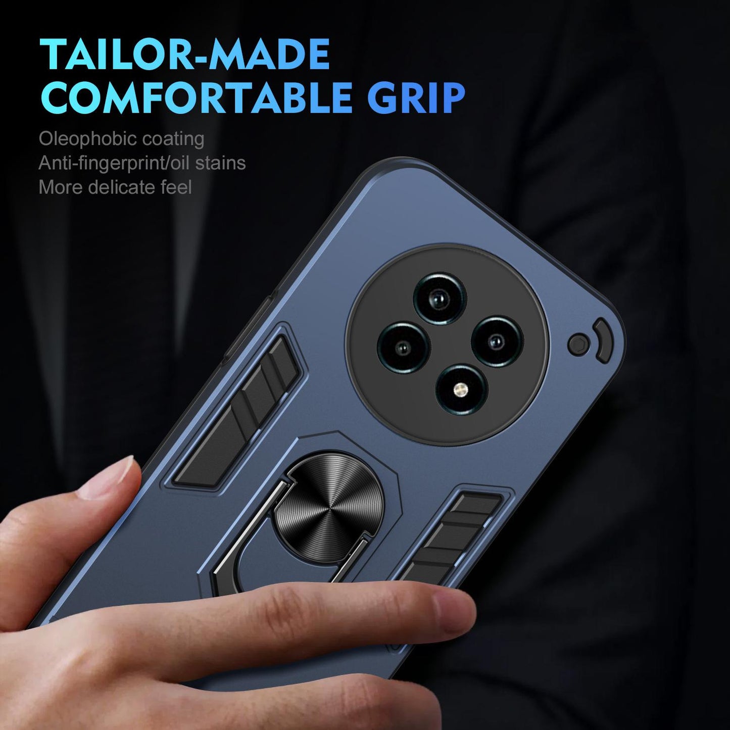 Shockproof Realme 13 Pro/13 Pro+ Phone Case with 360° Rotatable Metal Ring Holder, Magnetic Car Mount Stand, Ultra-Thin PC & Silicone Protection Cover