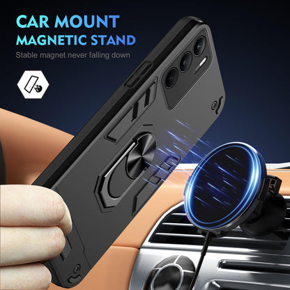 Shockproof Realme C75 Phone Case with 360° Rotatable Metal Ring Holder, Magnetic Car Mount Stand, Ultra-Thin PC & Silicone Protection Cover