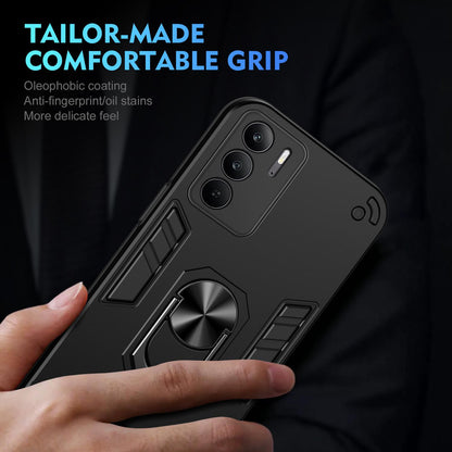 Shockproof Realme C75 Phone Case with 360° Rotatable Metal Ring Holder, Magnetic Car Mount Stand, Ultra-Thin PC & Silicone Protection Cover