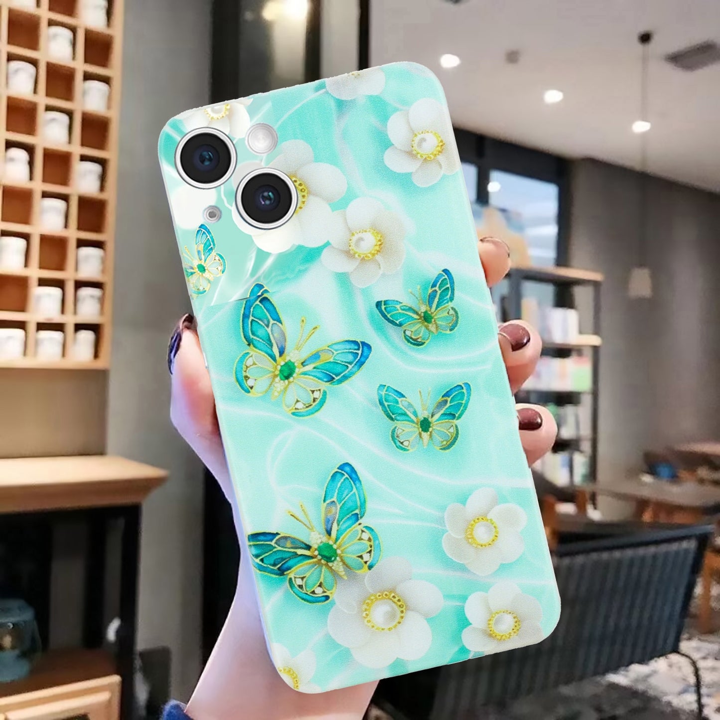 iPhone 15 Plus TPU Phone Case - Artistic Butterfly, Floral, and Cat Designs with Full Protection & Precise Cutouts