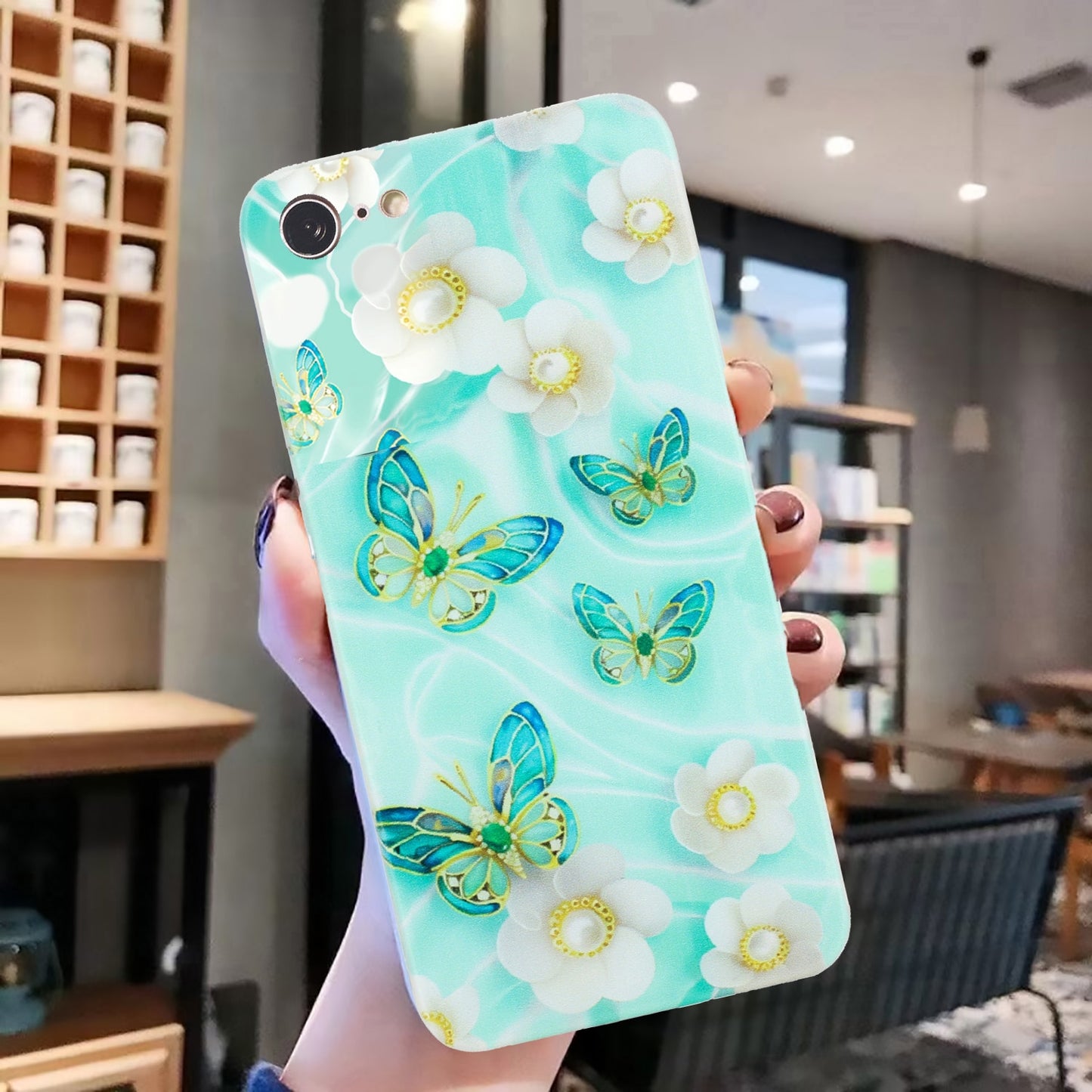 iPhone 7 TPU Phone Case - Artistic Butterfly, Floral, and Cat Designs with Full Protection & Precise Cutouts