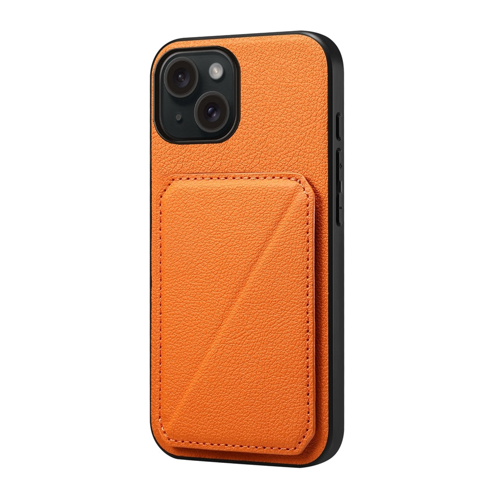 iPhone 15 Calf Texture Leather Case with Dual Card Slots and Stand Function