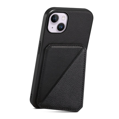 iPhone 14 Plus Calf Texture Leather Case with Dual Card Slots and Stand Function