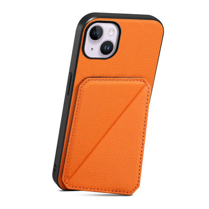 iPhone 14 Plus Calf Texture Leather Case with Dual Card Slots and Stand Function