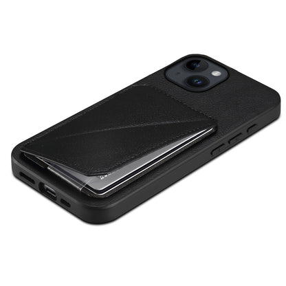 iPhone 14 Calf Texture Leather Case with Dual Card Slots and Stand Function