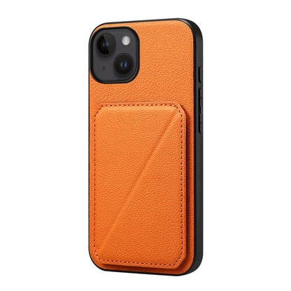 iPhone 14 Calf Texture Leather Case with Dual Card Slots and Stand Function