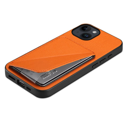 iPhone 14 Calf Texture Leather Case with Dual Card Slots and Stand Function