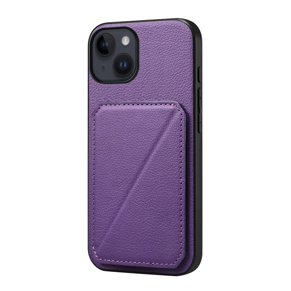 iPhone 14 Calf Texture Leather Case with Dual Card Slots and Stand Function