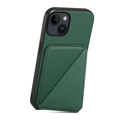 iPhone 14 Calf Texture Leather Case with Dual Card Slots and Stand Function