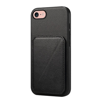 iPhone SE 2022 Calf Texture Leather Case with Dual Card Slots and Stand Function