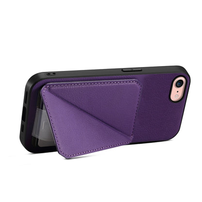 iPhone 8 Calf Texture Leather Case with Dual Card Slots and Stand Function