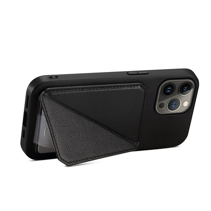 iPhone 13 Pro Max Calf Texture Leather Case with Dual Card Slots and Stand Function