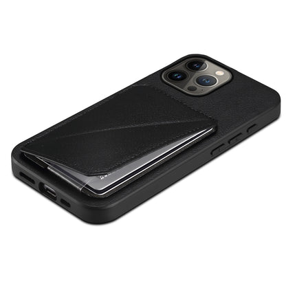 iPhone 13 Pro Max Calf Texture Leather Case with Dual Card Slots and Stand Function