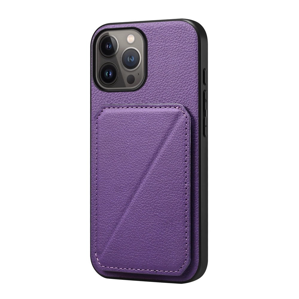 iPhone 13 Pro Max Calf Texture Leather Case with Dual Card Slots and Stand Function