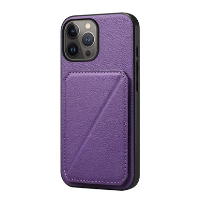 iPhone 13 Pro Max Calf Texture Leather Case with Dual Card Slots and Stand Function