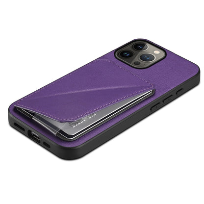 iPhone 13 Pro Max Calf Texture Leather Case with Dual Card Slots and Stand Function