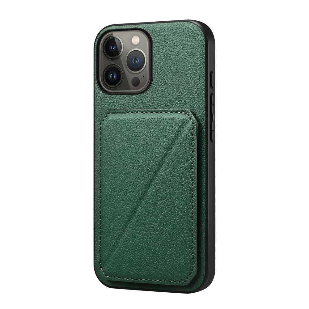 iPhone 13 Pro Max Calf Texture Leather Case with Dual Card Slots and Stand Function