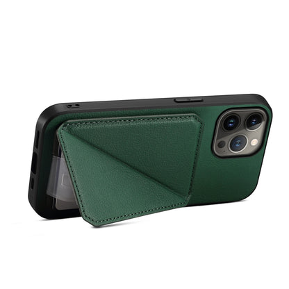 iPhone 13 Pro Max Calf Texture Leather Case with Dual Card Slots and Stand Function